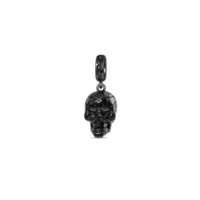 Gnoce Charm Colgante Calavera Negra Plata 925 para Pulsera