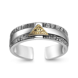 Gnoce Ojo de Dios Ajustable Anillo Vintage S925 Plata de Ley