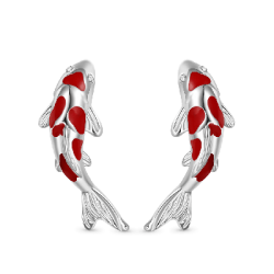 Gnoce Pendientes Pez Koi Rojo